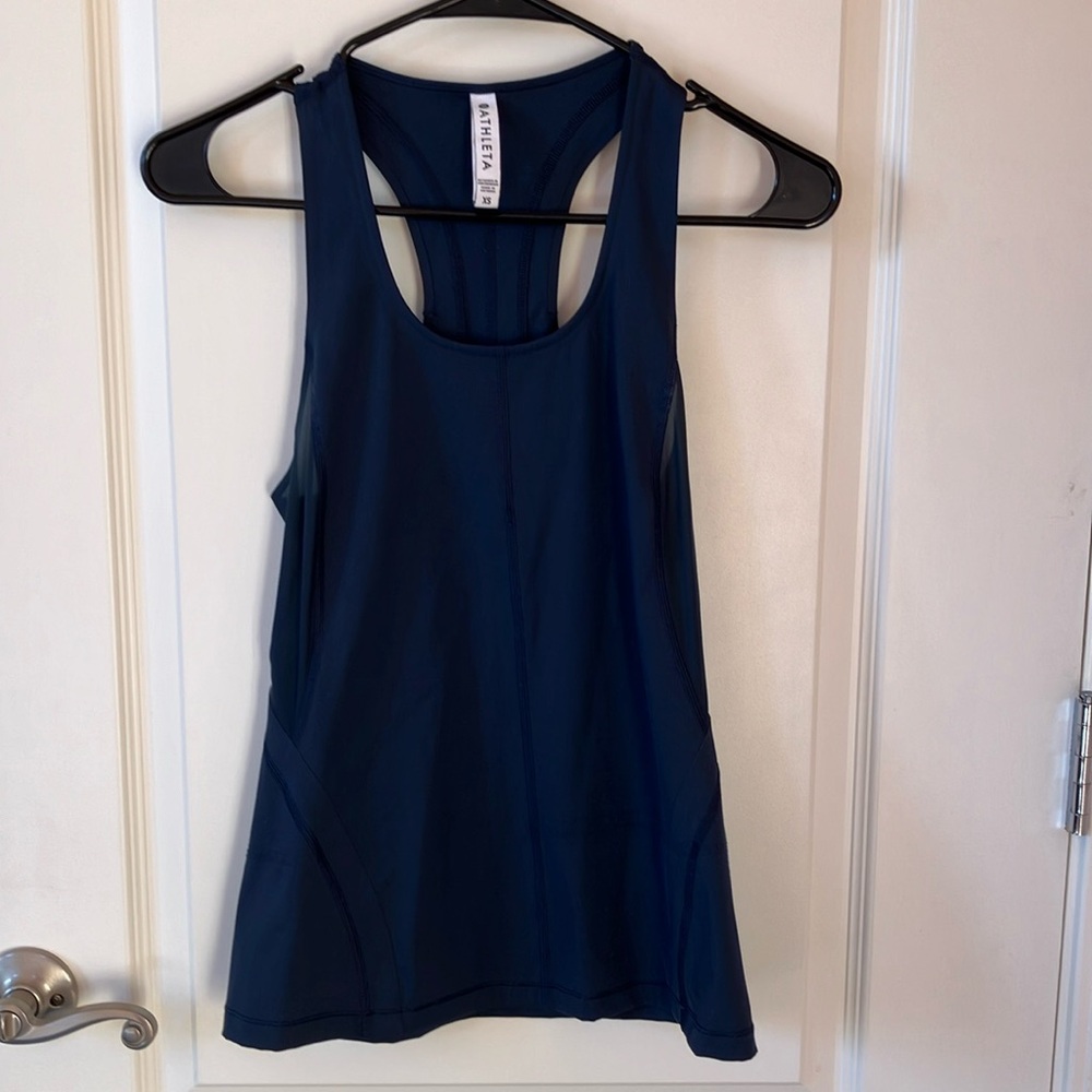 Host Pick! Athleta racerback tanktop in navy. Size X-small. In GUC.